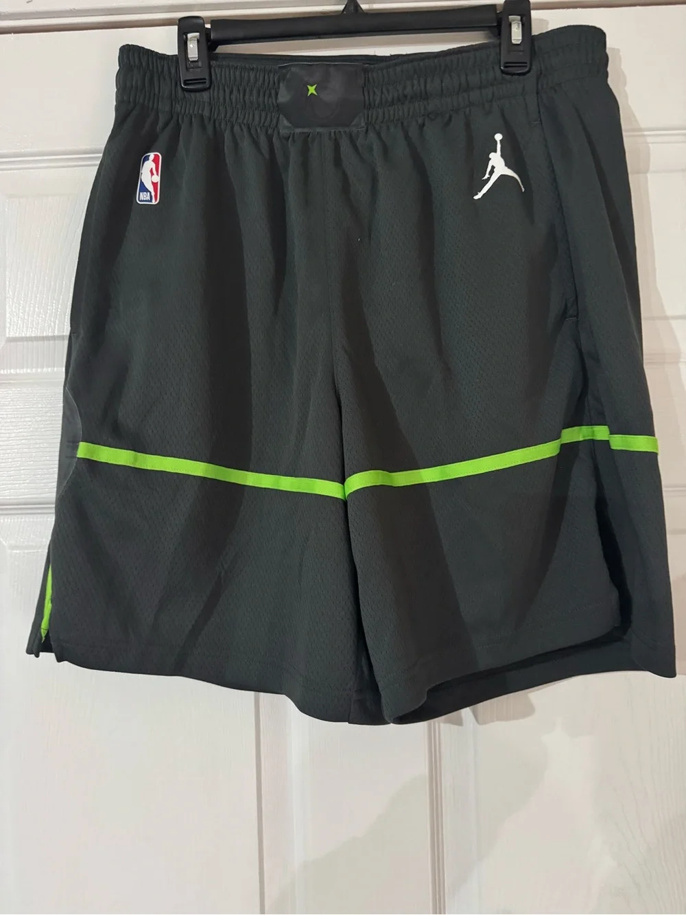 Jordan Men’s Black Athletic Shorts with Neon Green Stripe